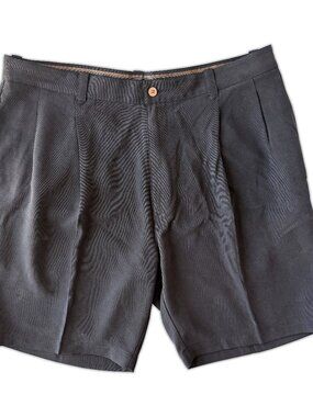 Tommy Bahama 100% Silk Black Pleated Shorts Size 38